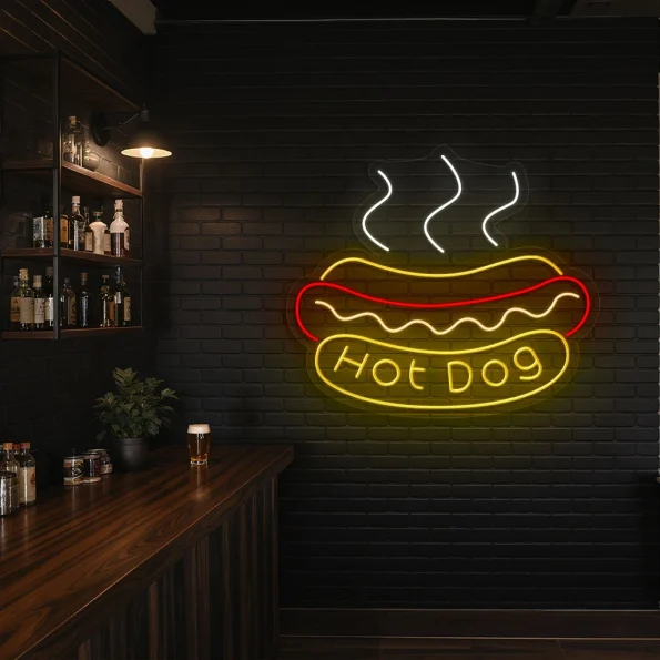 neon sign hot dog fast food bar decor 2