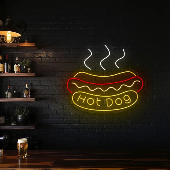 neon sign hot dog fast food bar decor 3