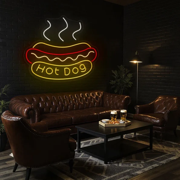neon sign hot dog fast food bar decor 4