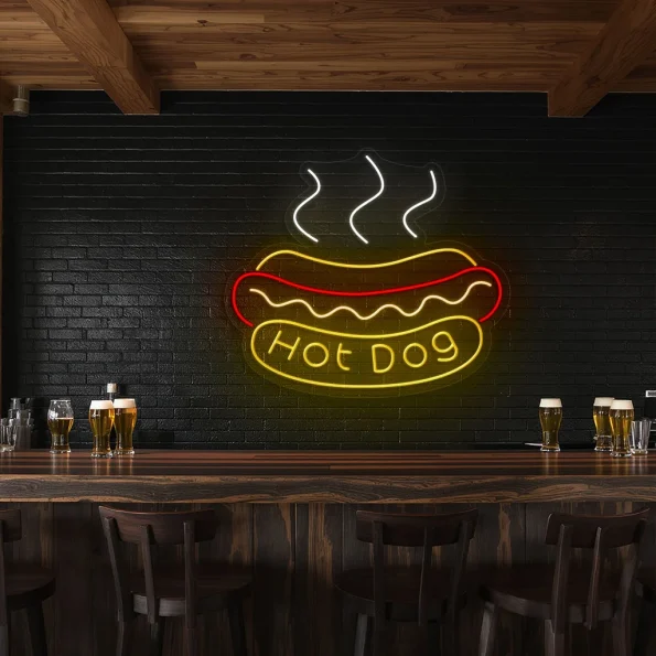 neon sign hot dog fast food bar decor 5