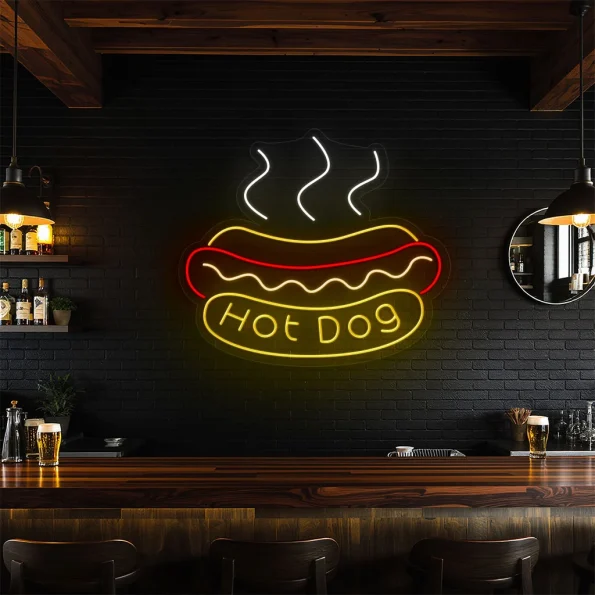 neon sign hot dog fast food bar decor 6