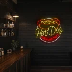 neon sign hot dog fresh and tasty fast food decor 1