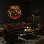 neon sign hot dog fresh and tasty fast food decor 1