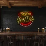 neon sign hot dog fresh and tasty fast food decor 1