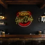 neon sign hot dog fresh and tasty fast food decor 1