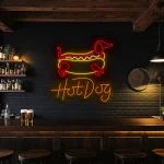 neon sign hot dog outline with text fast food decor 1