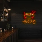 neon sign hot dog outline with text fast food decor 1