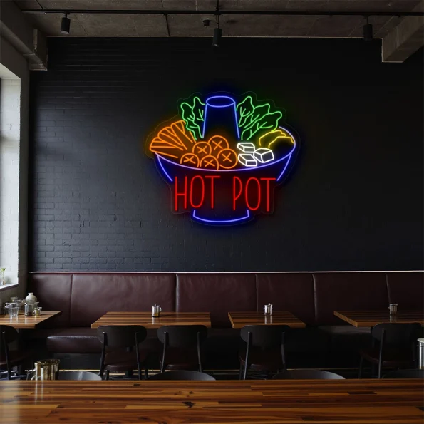 neon sign hot pot bowl fast food restaurant decor 1
