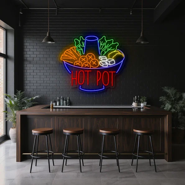 neon sign hot pot bowl fast food restaurant decor 2