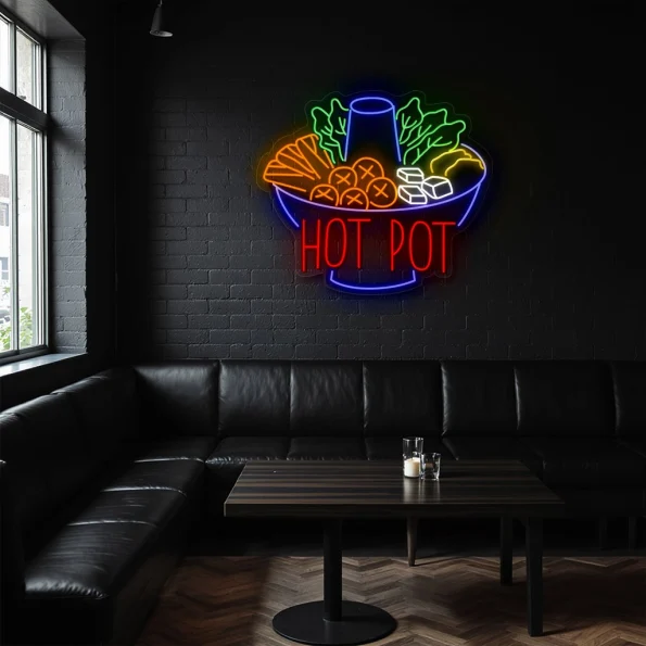 neon sign hot pot bowl fast food restaurant decor 3