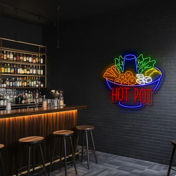 neon sign hot pot bowl fast food restaurant decor 4