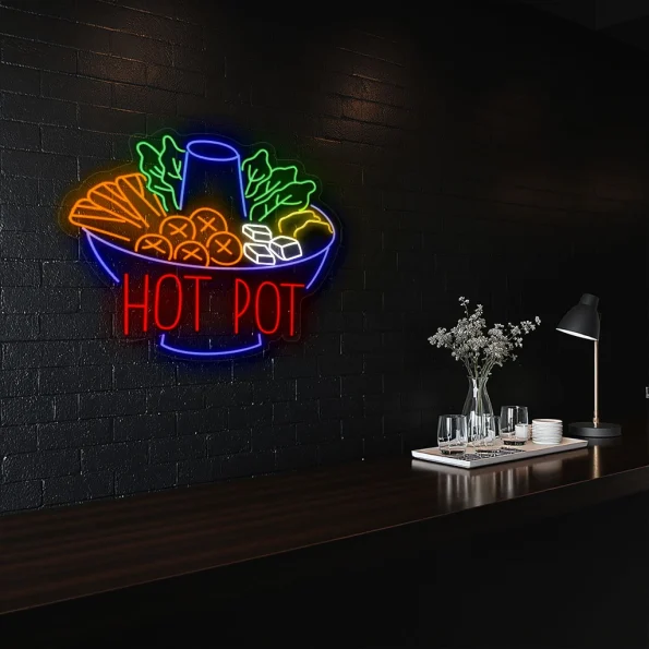 neon sign hot pot bowl fast food restaurant decor 5
