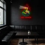 neon sign hot ramen bowl with chopsticks japanese food decor 1