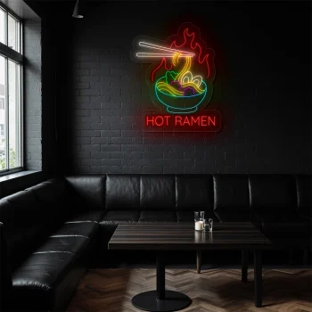 neon sign hot ramen bowl with chopsticks japanese food decor 1