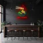 neon sign hot ramen bowl with chopsticks japanese food decor 1