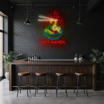 neon sign hot ramen bowl with chopsticks japanese food decor 2