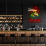 neon sign hot ramen bowl with chopsticks japanese food decor 1