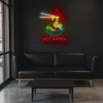 neon sign hot ramen bowl with chopsticks japanese food decor 1
