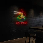 neon sign hot ramen bowl with chopsticks japanese food decor 1