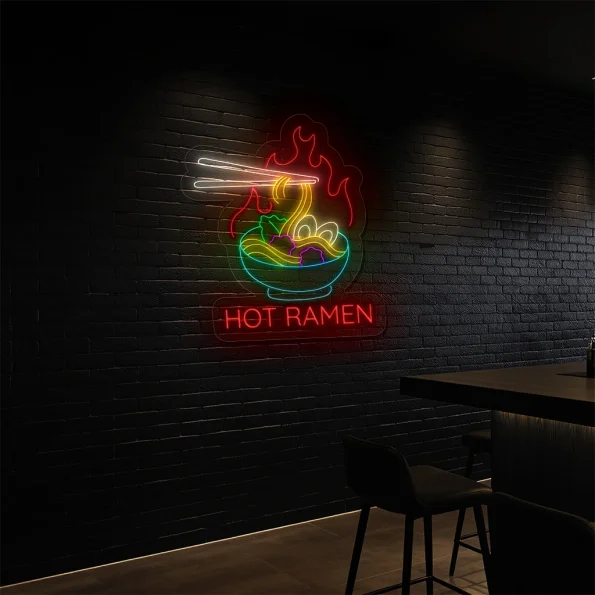 neon sign hot ramen bowl with chopsticks japanese food decor 6