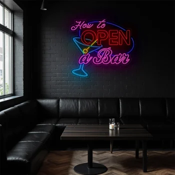 neon sign how to open a bar with cocktail glass bar decor 1