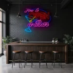 neon sign how to open a bar with cocktail glass bar decor 1