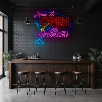 neon sign how to open a bar with cocktail glass bar decor 2