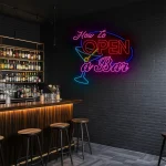 neon sign how to open a bar with cocktail glass bar decor 1