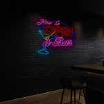 neon sign how to open a bar with cocktail glass bar decor 1
