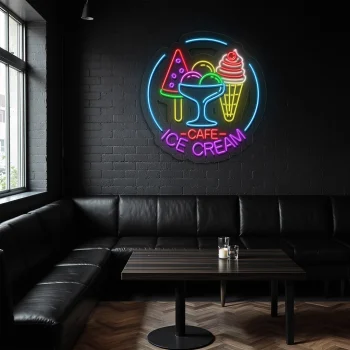 neon sign ice cream cafe neon light wall decor 2