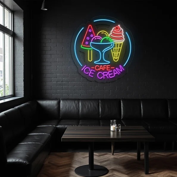 neon sign ice cream cafe neon light wall decor 2