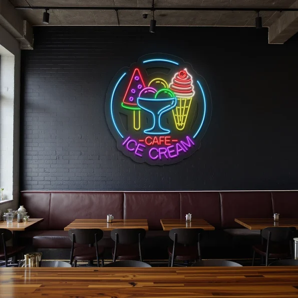 neon sign ice cream cafe neon light wall decor 3