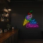 neon sign ice cream cone with cherry neon wall art bar decor 1