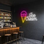 neon sign ice cream cone with text for caf or dessert shop 1