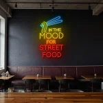neon sign in the mood for street food with noodles icon 1
