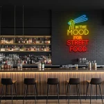 neon sign in the mood for street food with noodles icon 1
