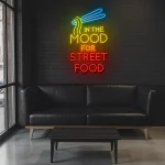 neon sign in the mood for street food with noodles icon 1