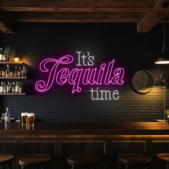 neon sign it s tequila time text bar decor 1