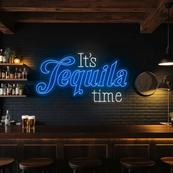 neon sign it s tequila time text bar decor 2