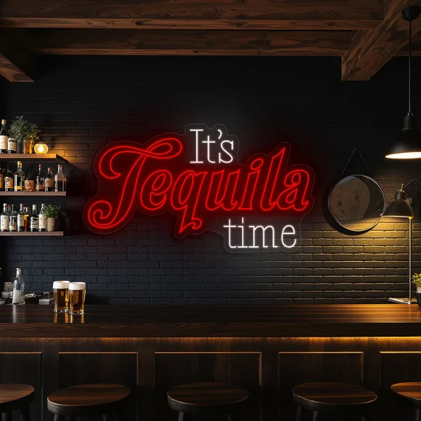 neon sign it s tequila time text bar decor 3