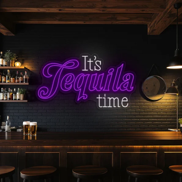 neon sign it s tequila time text bar decor 5