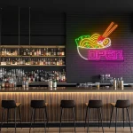 neon sign japanese ramen bowl with chopsticks open sign for resta 1