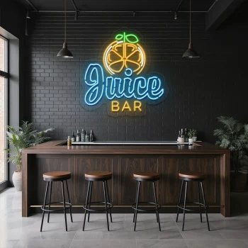 neon sign juice bar with citrus slice design for bar decor 1