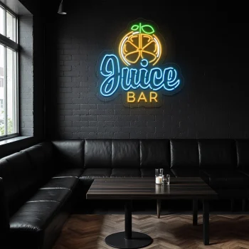 neon sign juice bar with citrus slice design for bar decor 2