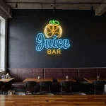 neon sign juice bar with citrus slice design for bar decor 1