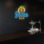 neon sign juice bar with citrus slice design for bar decor 1