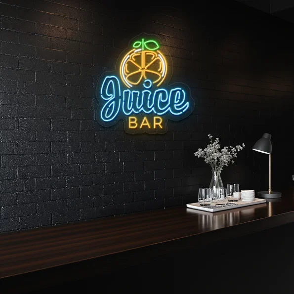 neon sign juice bar with citrus slice design for bar decor 4