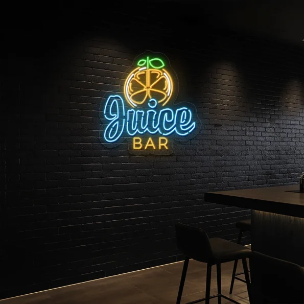 neon sign juice bar with citrus slice design for bar decor 5