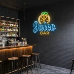 neon sign juice bar with citrus slice design for bar decor 1