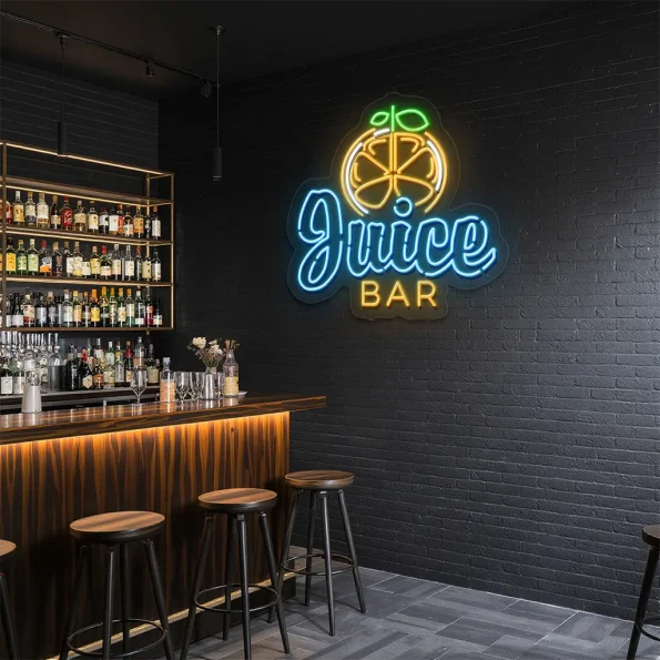 neon sign juice bar with citrus slice design for bar decor 6